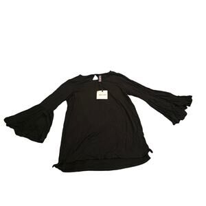 Agnes & Dora Bell Sleeve Tunic Top Womens Small Black Rayon Boho NWT